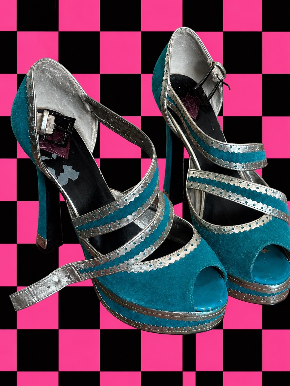 T.U.K. Platinum Collection turquoise platform heels